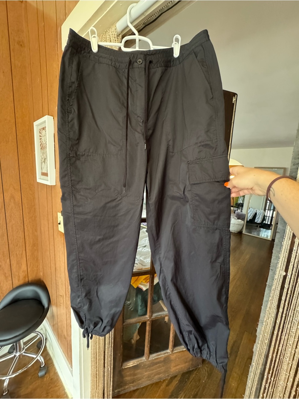 Avenue Black Cargo Jogger Pants with Drawstring Cuffs